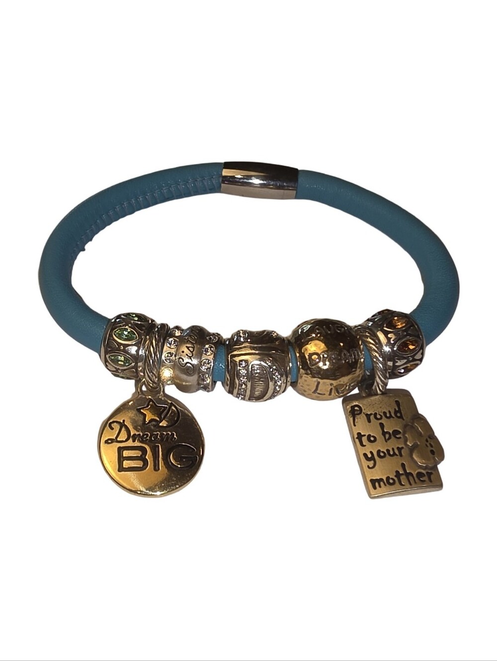 Brighton Turquoise Blue Charm Bracelet with Inspirational Pendants